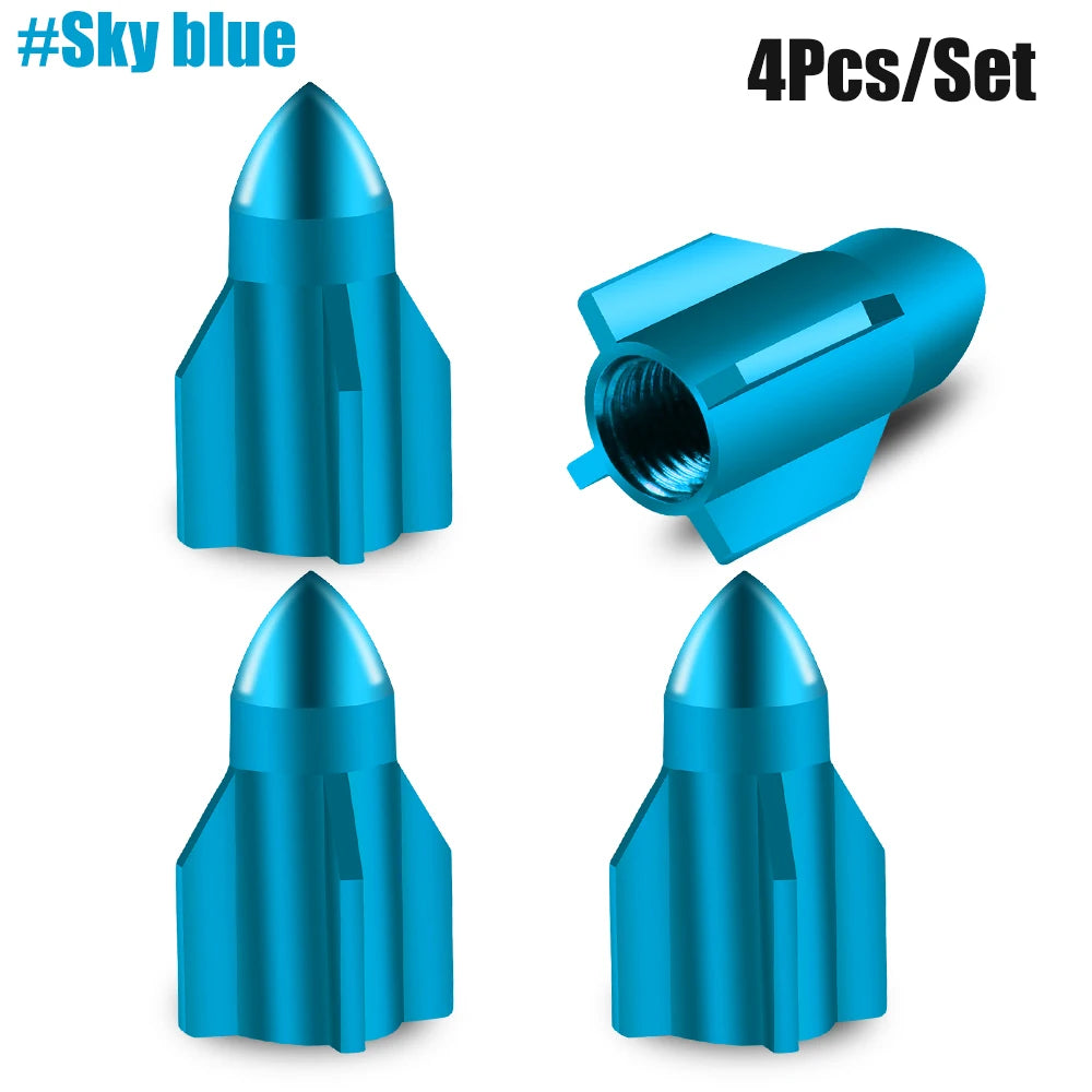 Rocket Tire Valve Caps – Decorative & Protective Stem Covers (4PCS)