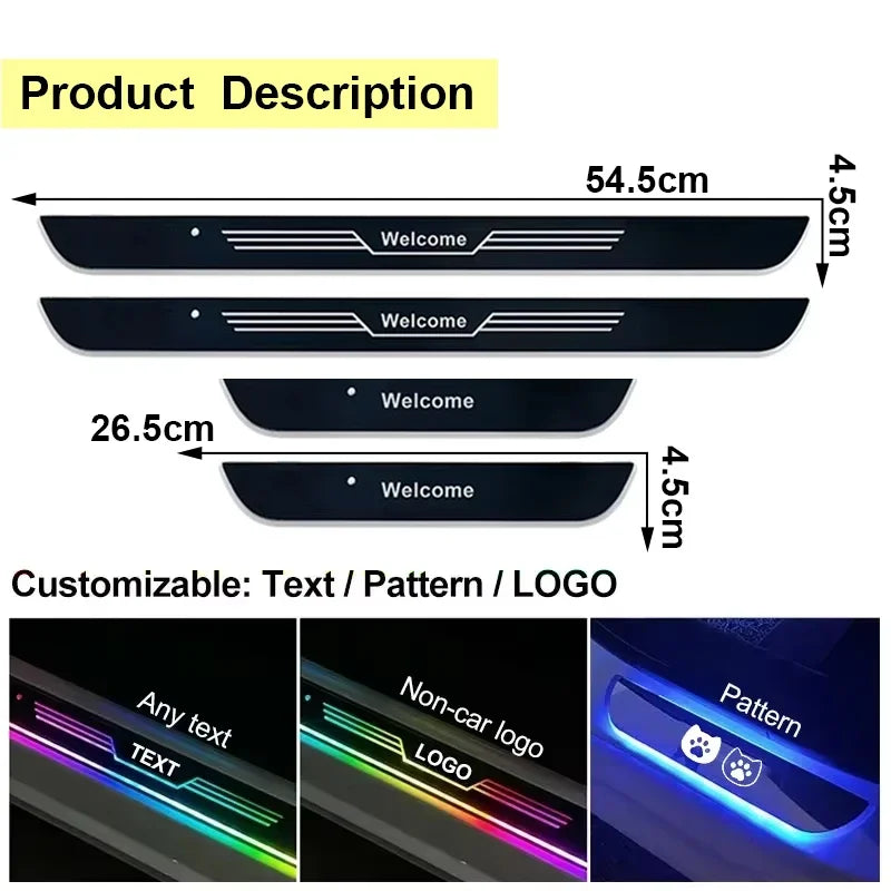 Customizable Car LED Welcome Pedal Light RGB Controllable Auto Interior Atmosphere Light Door Opening Warning Threshold Light ATS Car Design