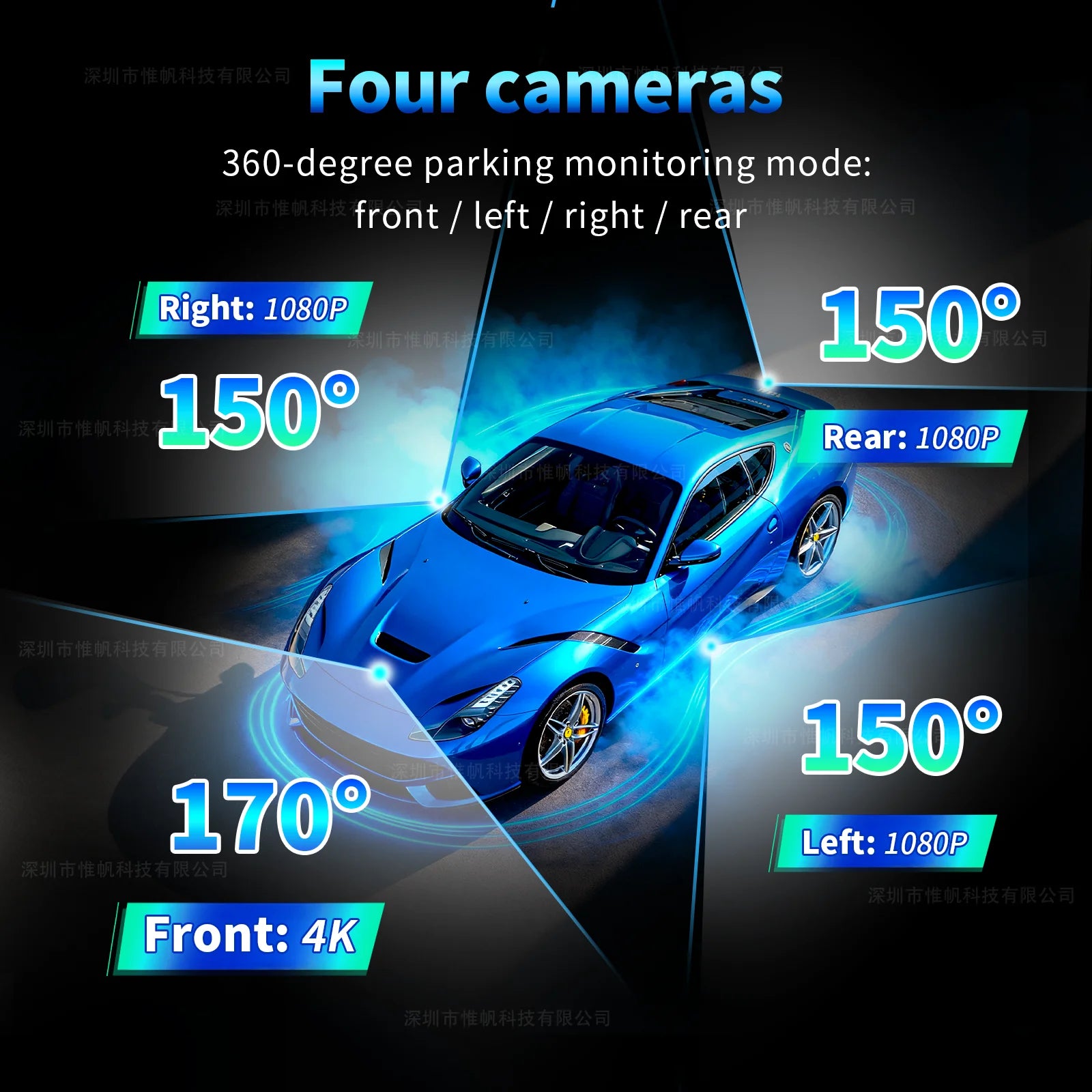 4 Channel 4K ADAS RearView Mirror Dash Camera for Cars 4 Lens 1080p BSD Front Left Right Rear Car DVR Auto WIFI Video Recorder ATS Car Design
