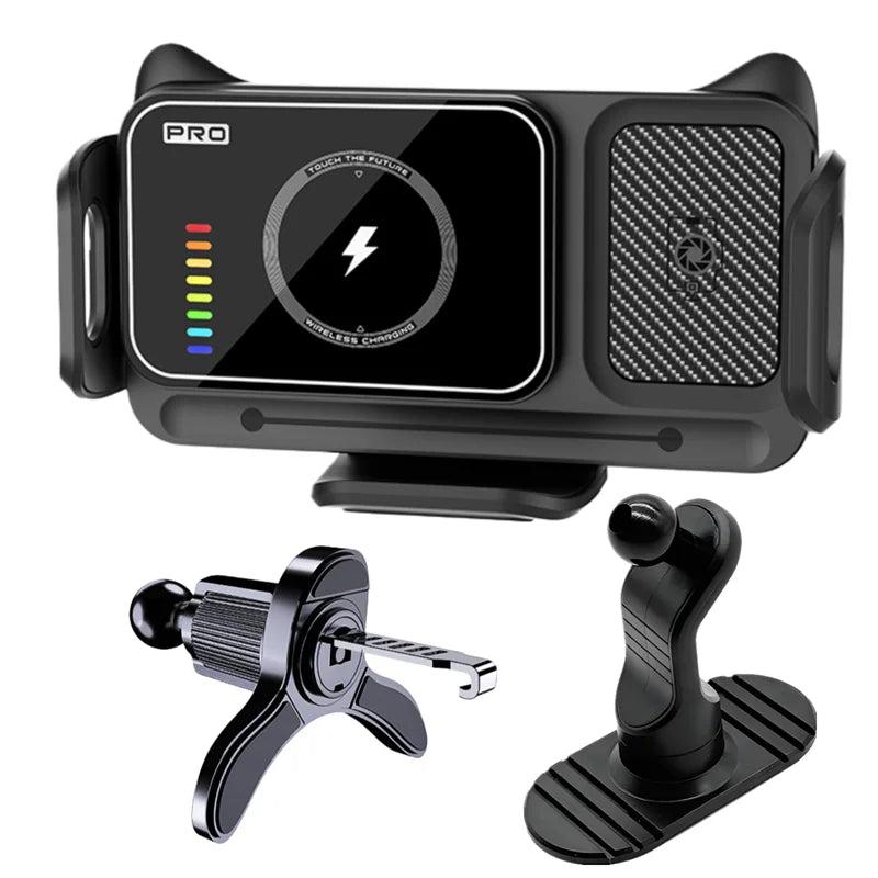15W Universal Car Phone Holder Wireless Charger 360° Rotation Mount for Samsung Galaxy Fold 6 5 4 3 Z Flip S25 S24 Iphone 17 16 ATS Car Design