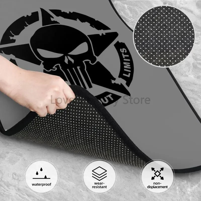 Military Tactical Skull Star Car Floor Mats Set of 4 Front and Rear Foot Mats Universal Car Accessories Decor for Van Sedan SUV ATS Car Design