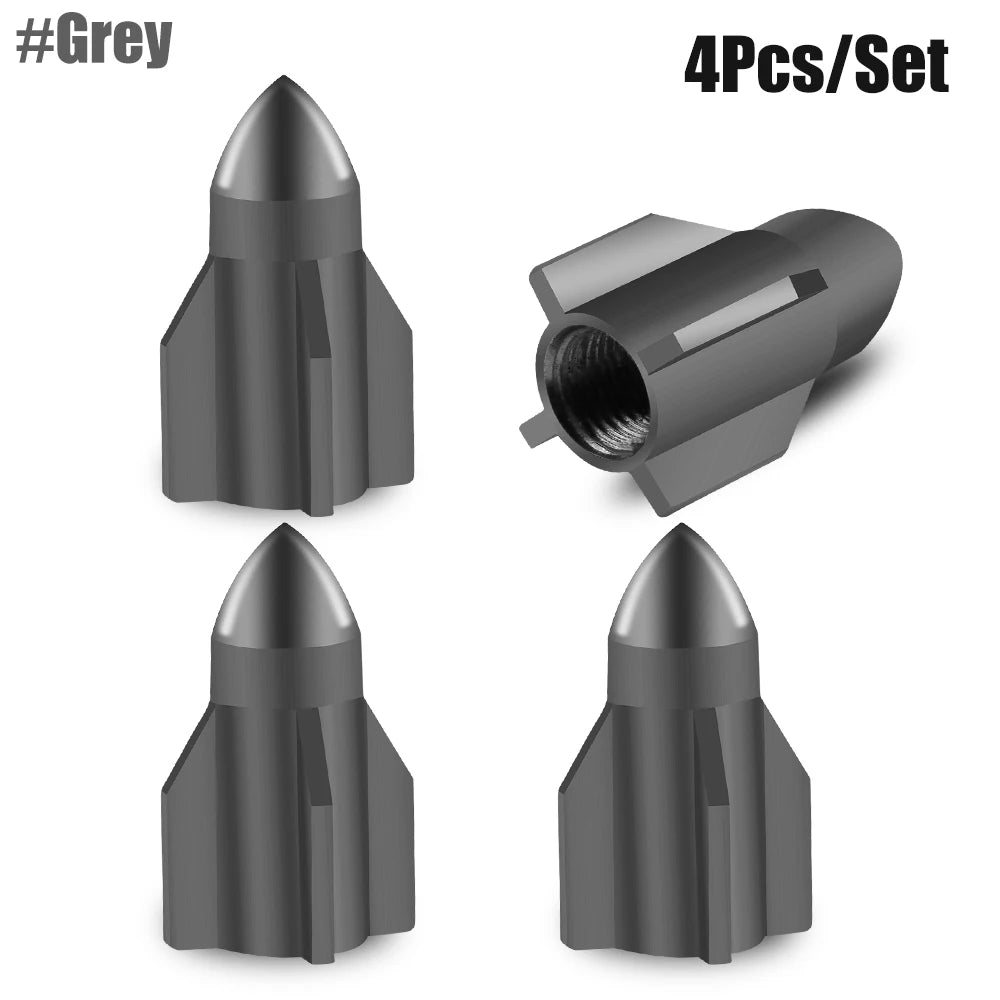 Rocket Tire Valve Caps – Decorative & Protective Stem Covers (4PCS)