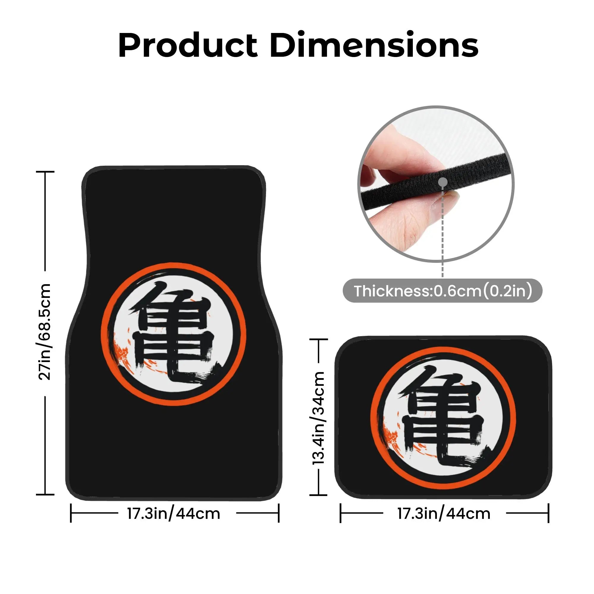 DBZ Kanji Car Floor Mats Universal Non-Slip Carpets Rugs Front & Rear Car Foot Mats Set of 4 Pieces Auto Accessories Decoration ATS Car Design