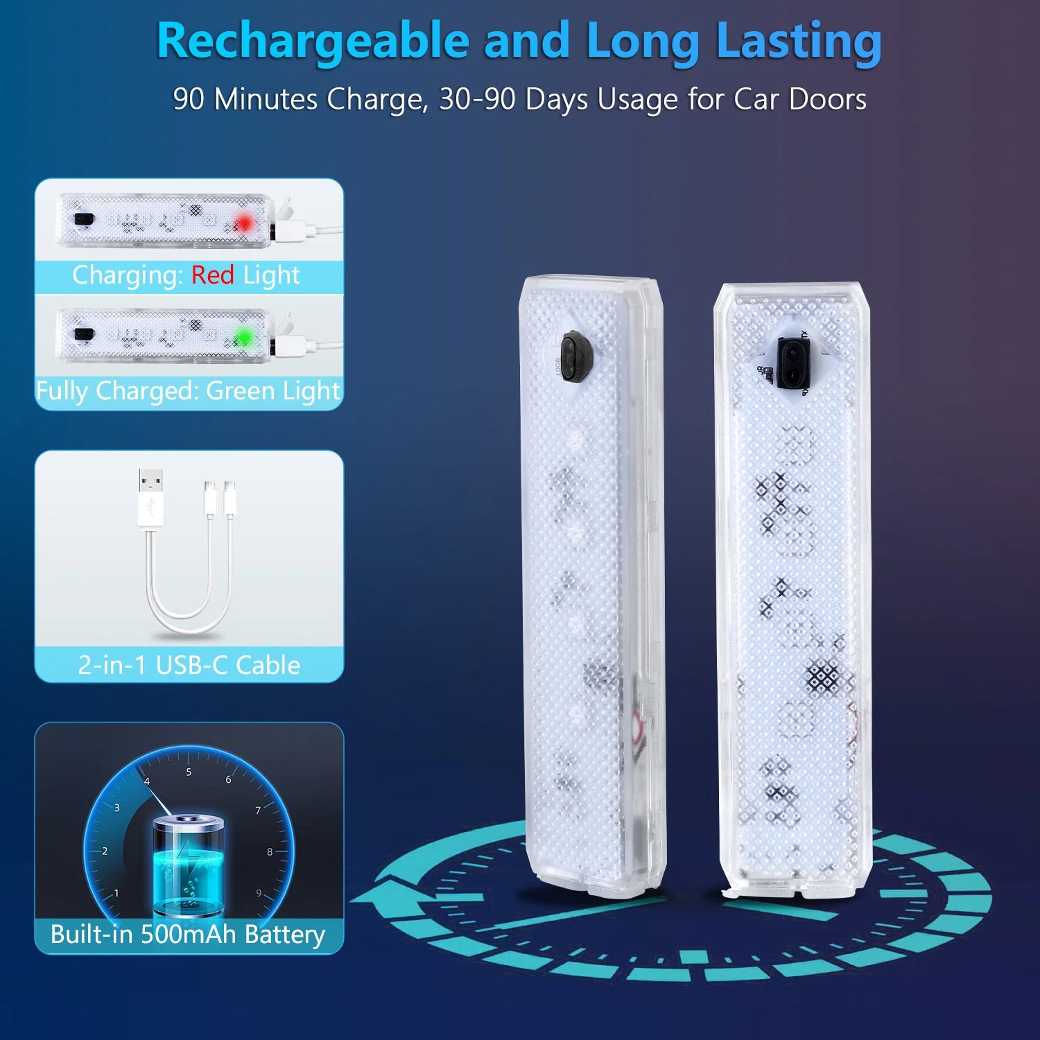 LED Car Welcome Door Lights Magnetic RGB Cars Atmosphere Warning Light Rechargeable Wireless Doors Step Courtesy Opening Lamps ATS Car Design