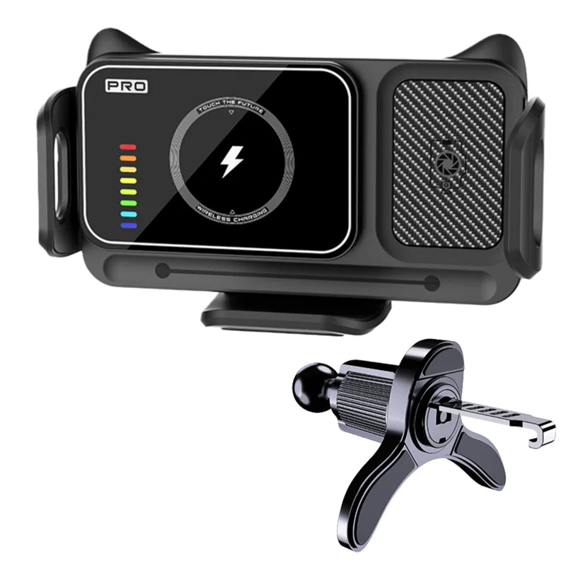 15W Universal Car Phone Holder Wireless Charger 360° Rotation Mount for Samsung Galaxy Fold 6 5 4 3 Z Flip S25 S24 Iphone 17 16 ATS Car Design