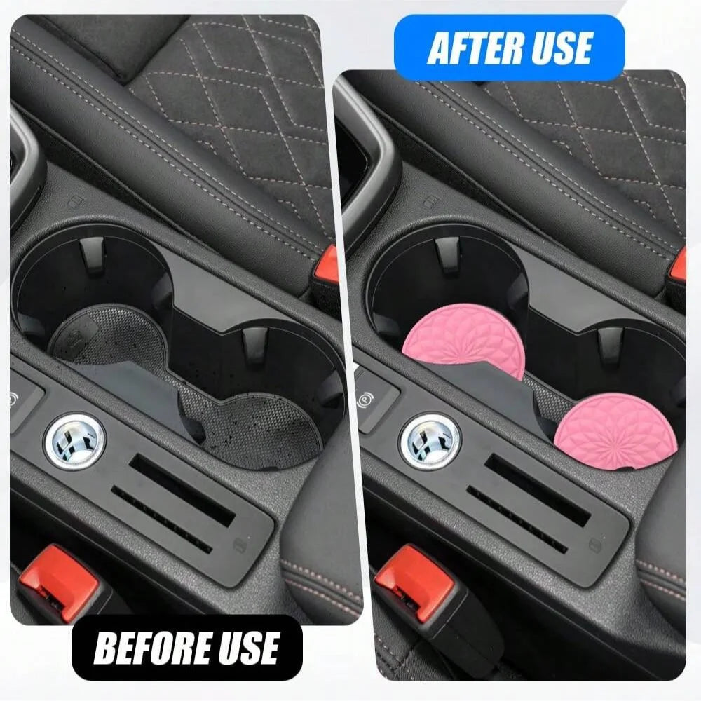 Car Cup Holder Coaster, Universal Auto Non-Slip Cup Holder Embedded in Ornaments Silicone Coaster, Universal Fit Car Interior Ac ATS Car Design