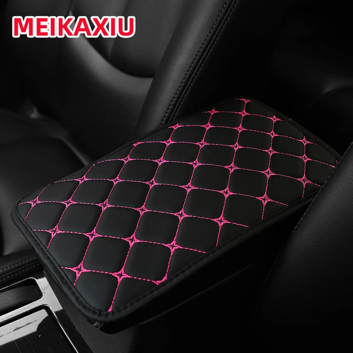 PU leather star pattern embroidered three-dimensional car armrest cover, 12.6 inches x 7.5 inches, car decorative item ATS Car Design