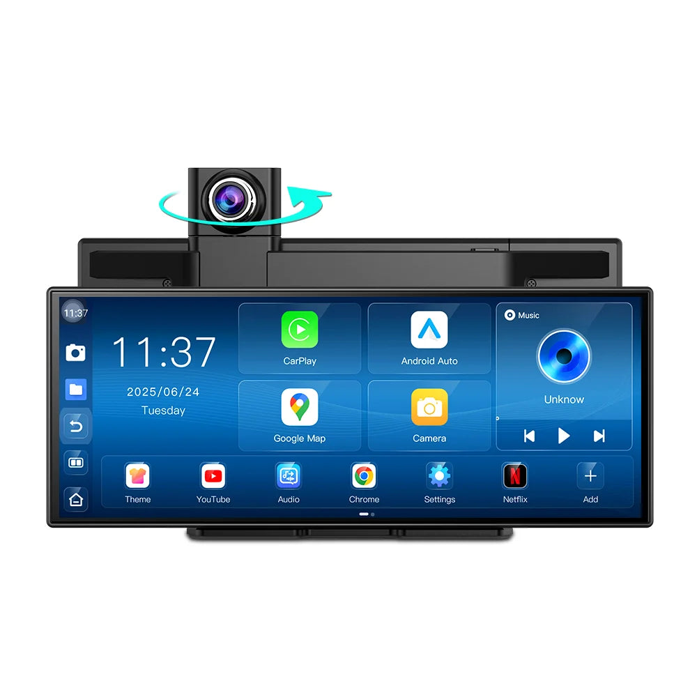 Imagebon P70 11.4" Android 14 8Core DVR Triple-view Camera Carplay/App:App Split Screen Recorder Youtube Spotify AI Dash Cam ATS Car Design