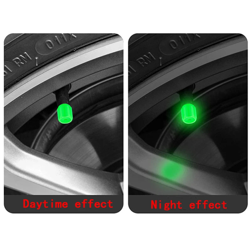 Luminous Tire Valve Caps – Glow-in-the-Dark Wheel Valve Covers