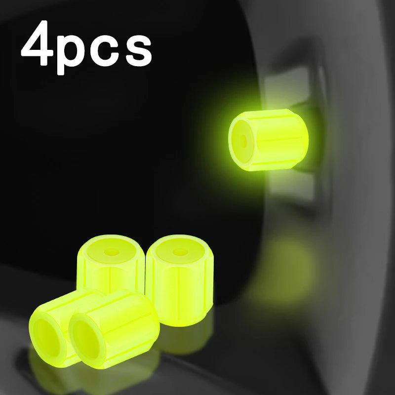 Luminous Tire Valve Caps – Glow-in-the-Dark Wheel Valve Covers