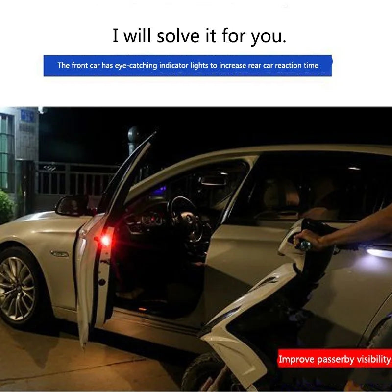 LED Car Opening Door Safety Warning Anti-collision Lights Magnetic Induction Strobe Flash Waterproof Collision Lamps Accessories ATS Car Design