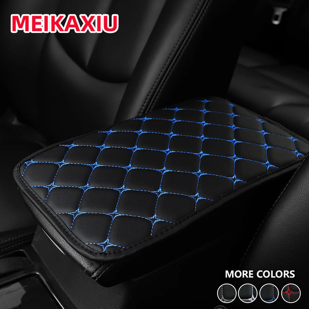 PU leather star pattern embroidered three-dimensional car armrest cover, 12.6 inches x 7.5 inches, car decorative item ATS Car Design