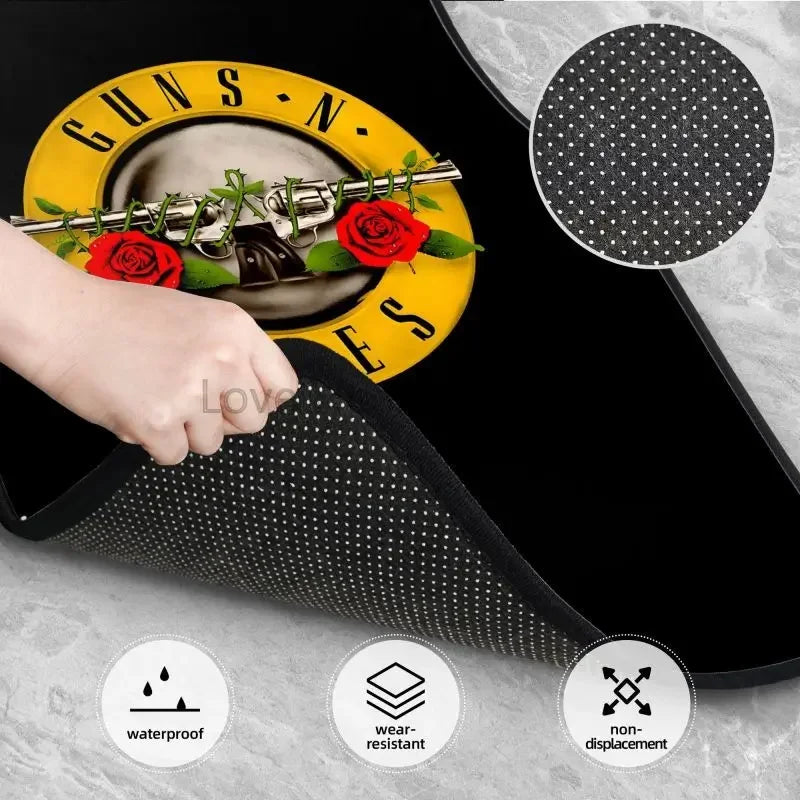 Guns N Roses Car Floor Mats Set of 4 Vehicle Front and Rear Foot Mats Universal Floor Rugs Non-Slip Auto Car Decor Accessories ATS Car Design