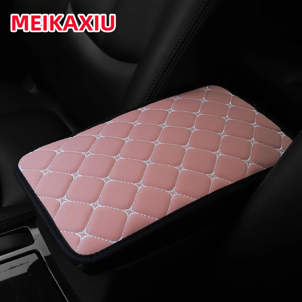 PU leather star pattern embroidered three-dimensional car armrest cover, 12.6 inches x 7.5 inches, car decorative item ATS Car Design