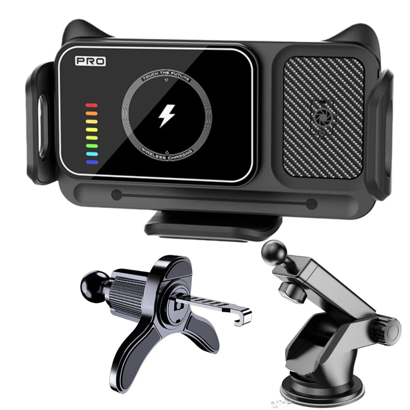 15W Universal Car Phone Holder Wireless Charger 360° Rotation Mount for Samsung Galaxy Fold 6 5 4 3 Z Flip S25 S24 Iphone 17 16 ATS Car Design