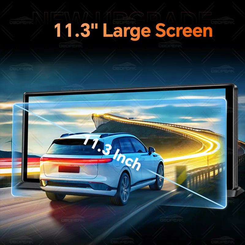 OBDPEAK K8 Pro Front 5K Rear 1080P Dash Cam Camera 11.3" Touch Ai Screen Carplay & Android Auto GPS Navigation Night Vision DVR ATS Car Design