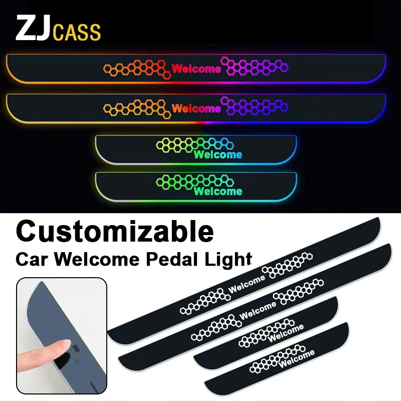 Customizable Car LED Welcome Pedal Light RGB Controllable Auto Interior Atmosphere Light Door Opening Warning Threshold Light ATS Car Design