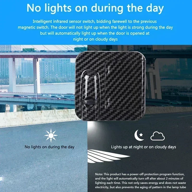 2/4PCS Car Door Welcome Light LED Angel Wings Projector Lamps Door Shadow Lights Wireless No Punching Required ATS Car Design