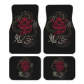 JAPANESE ART ONI MASK Snake Car Floor Mat 4-piece Set Suitable for All Car Floor Mat Accessories Crystal Velvet Floor Mats ATS Car Design