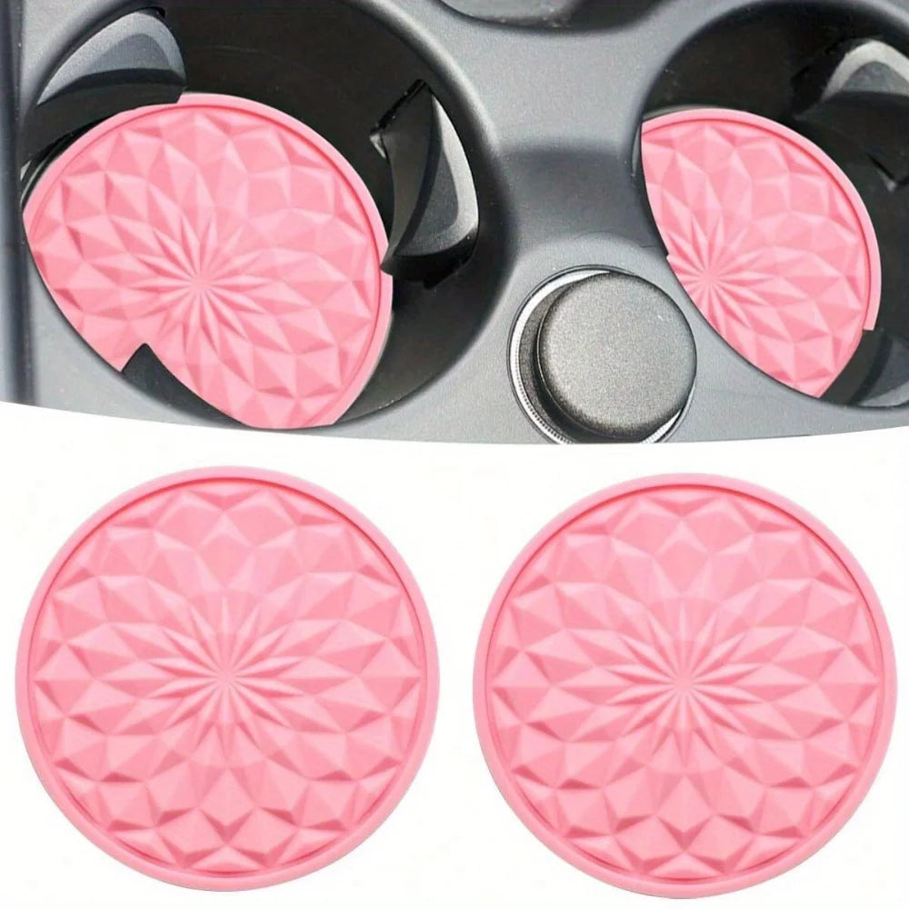 Car Cup Holder Coaster, Universal Auto Non-Slip Cup Holder Embedded in Ornaments Silicone Coaster, Universal Fit Car Interior Ac ATS Car Design