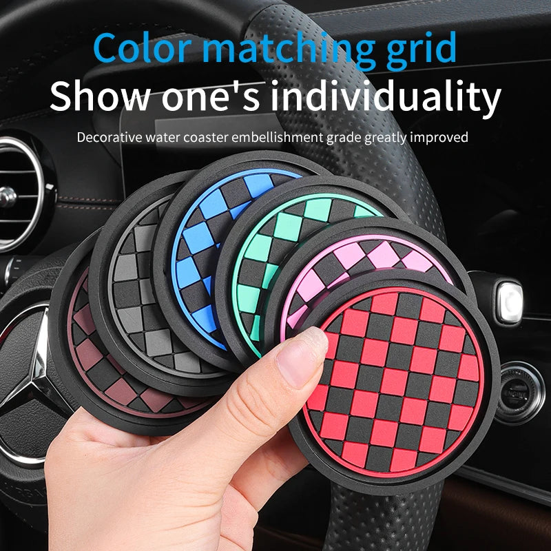 2pcs Car Cup Holder Anti-Slip Coasters Premium PVC Car Coasters Universal Fits Perfectly For Most Cup Car Interior Accessories ATS Car Design