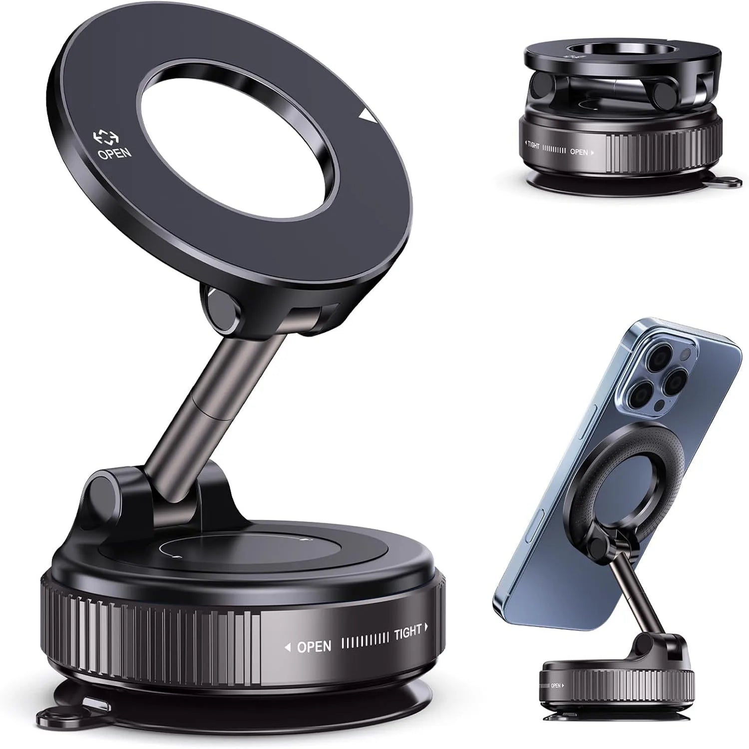 Magnetic Suction Cup Phone Mount for Magsafe 360° Adjustable Magnetic Car Phone Holder Pocket Size Foldable Car Mount ATS Car Design