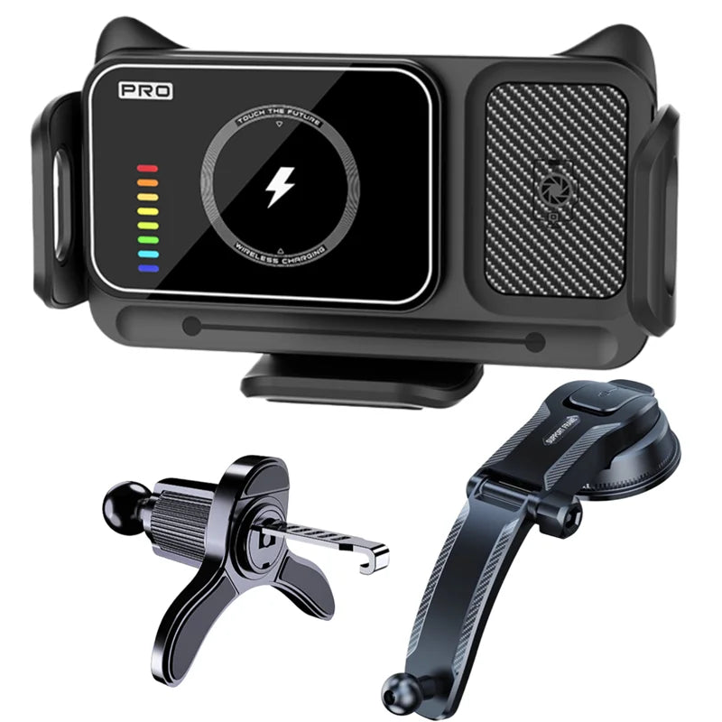 15W Universal Car Phone Holder Wireless Charger 360° Rotation Mount for Samsung Galaxy Fold 6 5 4 3 Z Flip S25 S24 Iphone 17 16 ATS Car Design
