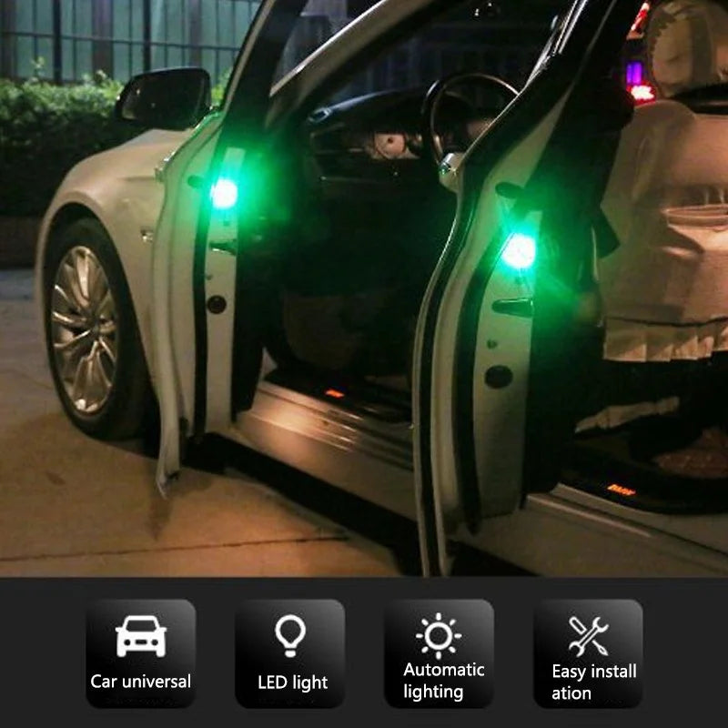 LED Car Opening Door Safety Warning Anti-collision Lights Magnetic Induction Strobe Flash Waterproof Collision Lamps Accessories ATS Car Design