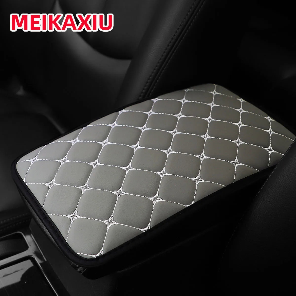 PU leather star pattern embroidered three-dimensional car armrest cover, 12.6 inches x 7.5 inches, car decorative item ATS Car Design