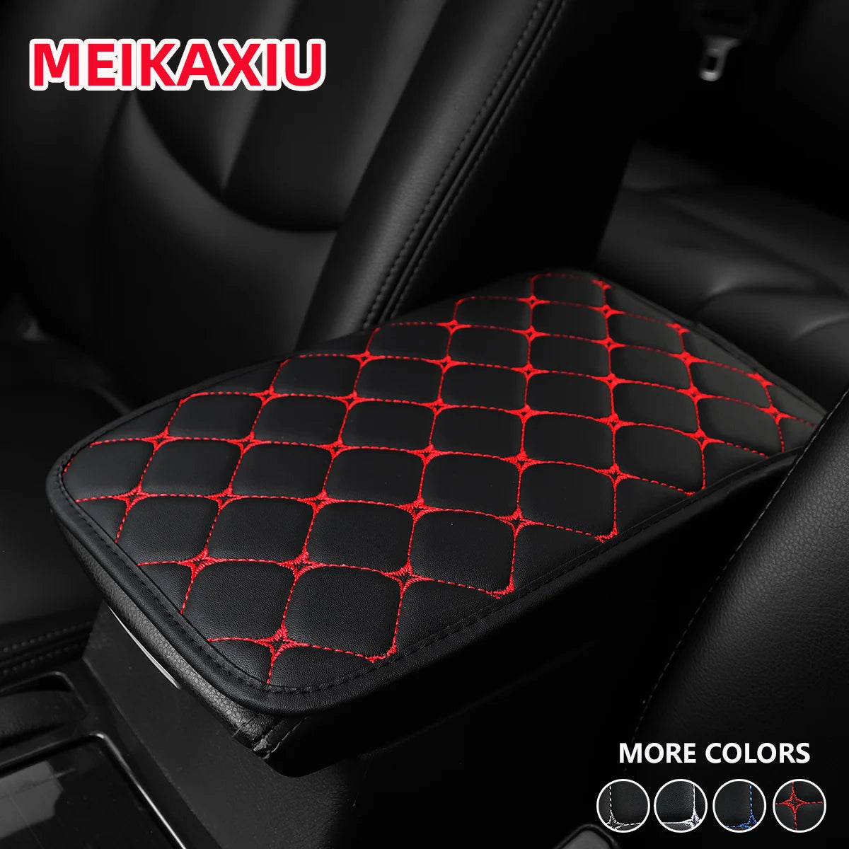 PU leather star pattern embroidered three-dimensional car armrest cover, 12.6 inches x 7.5 inches, car decorative item ATS Car Design
