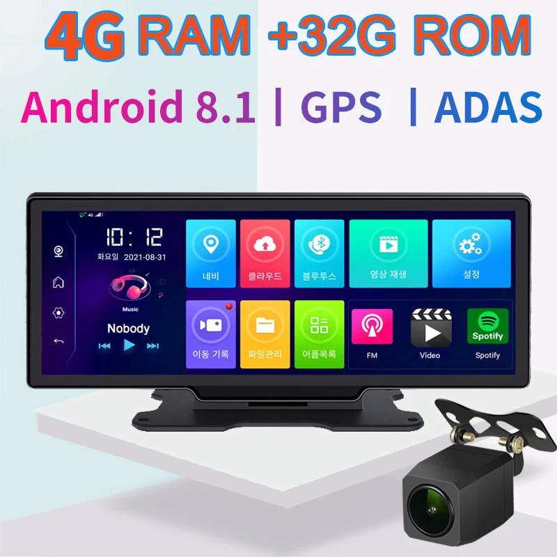 Bluavido 4G ADAS Android Dash Cam Car Dashboard Screen GPS Navigation Dual Camera FHD 1080P Car Video Recorder Night Vision DVR ATS Car Design