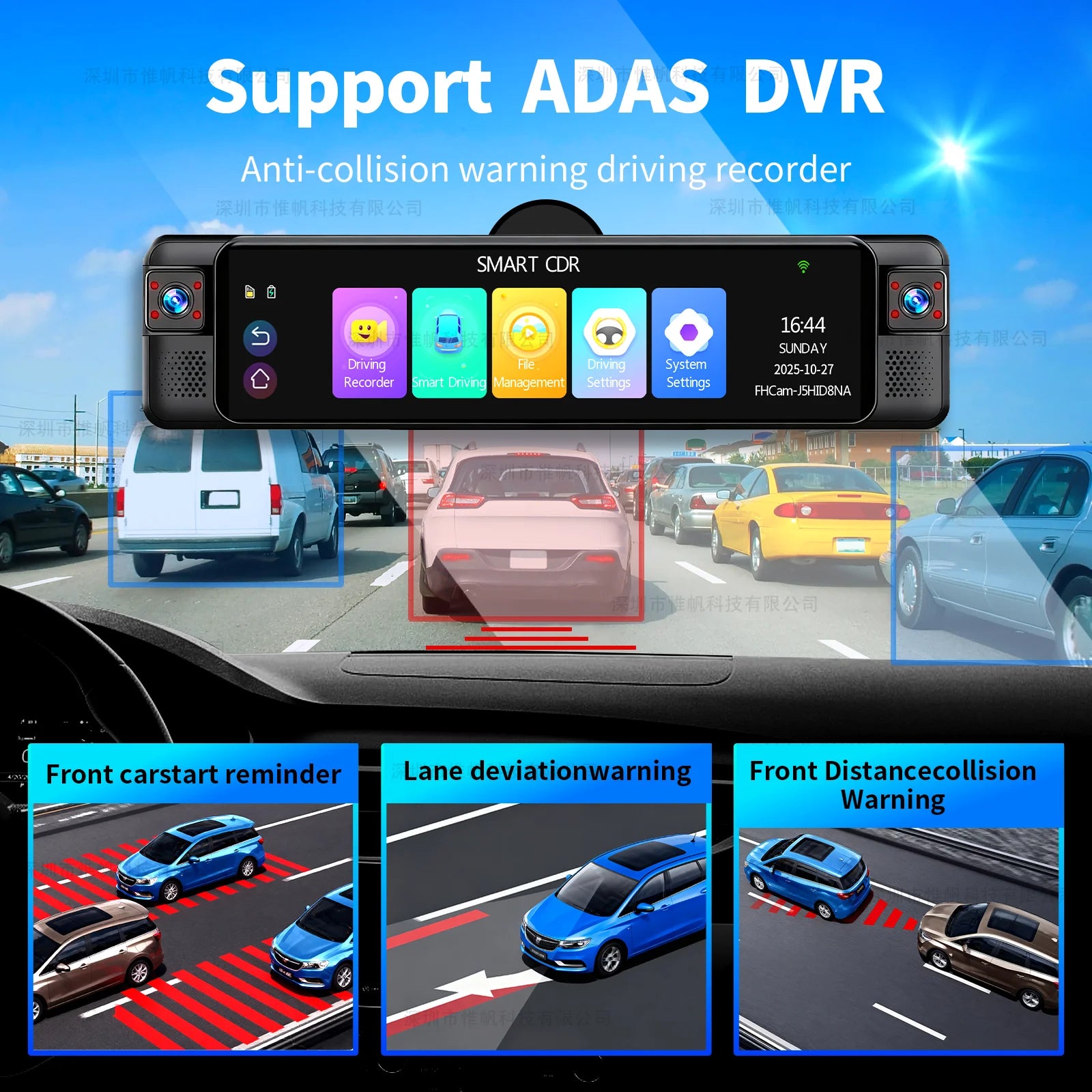 4 Channel 4K ADAS RearView Mirror Dash Camera for Cars 4 Lens 1080p BSD Front Left Right Rear Car DVR Auto WIFI Video Recorder ATS Car Design
