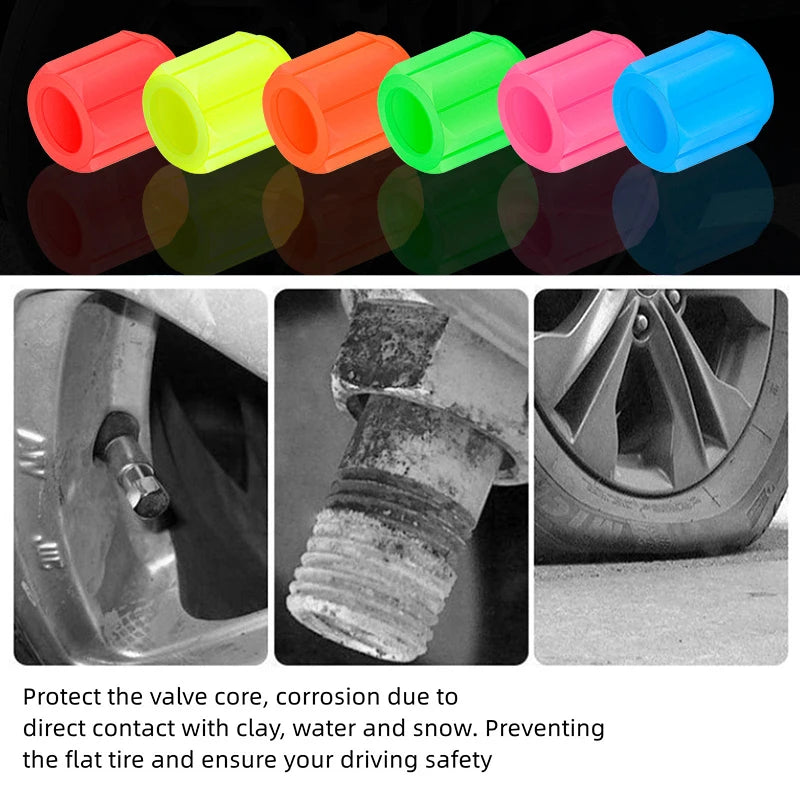 Luminous Tire Valve Caps – Glow-in-the-Dark Wheel Valve Covers