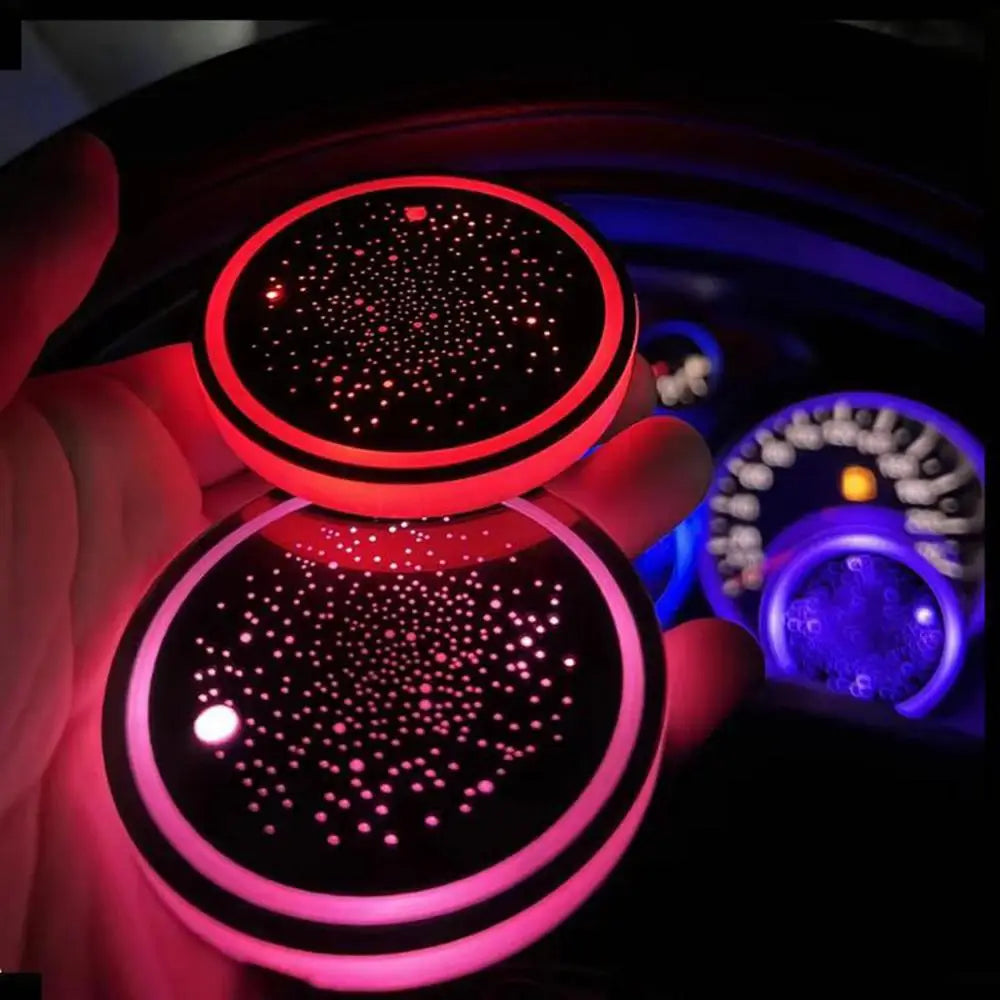 Light up Car Coasters Automotive Light up Cup Holder LED Interior Atmosphere Light Car Accessories Waterproof Cup Pad for Car ATS Car Design