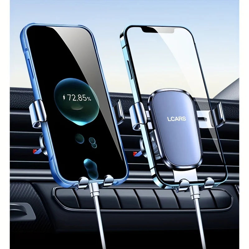 Lcars Car Phone Holder, Car Air Vent Gravity Clip Spiral Hook, Aluminum Alloy Panel Anti-Shake Multifunctional In-Car Vertical Screen Universal Navigation Support Phone Mount ATS Car Design