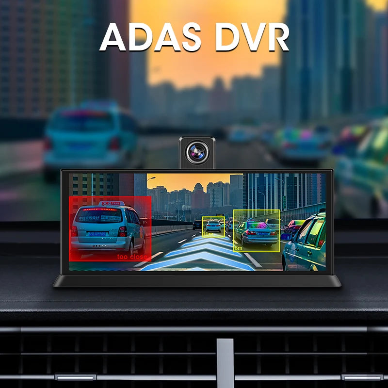 10/11.26" 4K ADAS Dash Cam 360° Rotate Front Len Car DVR Wireless Carplay Android Auto Adas GPS Navigation 1080P Dual Recording ATS Car Design