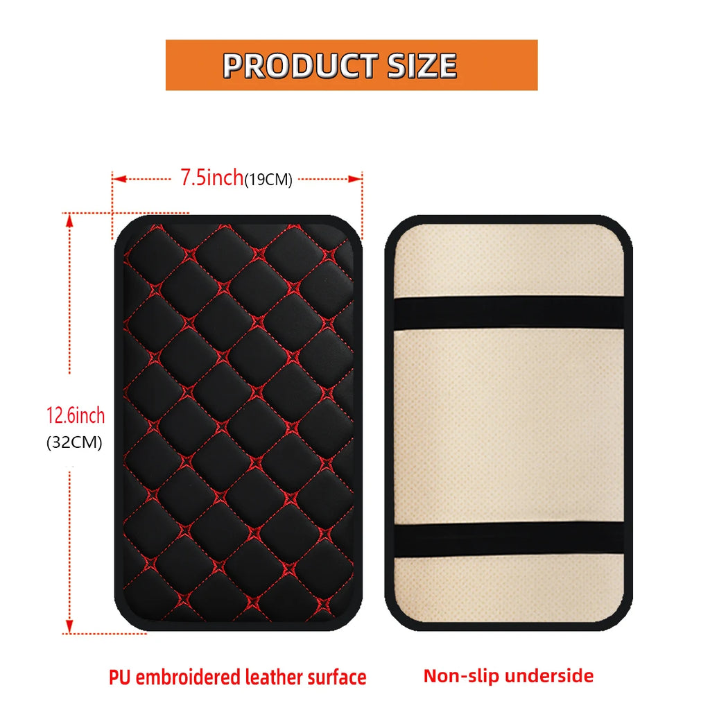 PU leather star pattern embroidered three-dimensional car armrest cover, 12.6 inches x 7.5 inches, car decorative item ATS Car Design