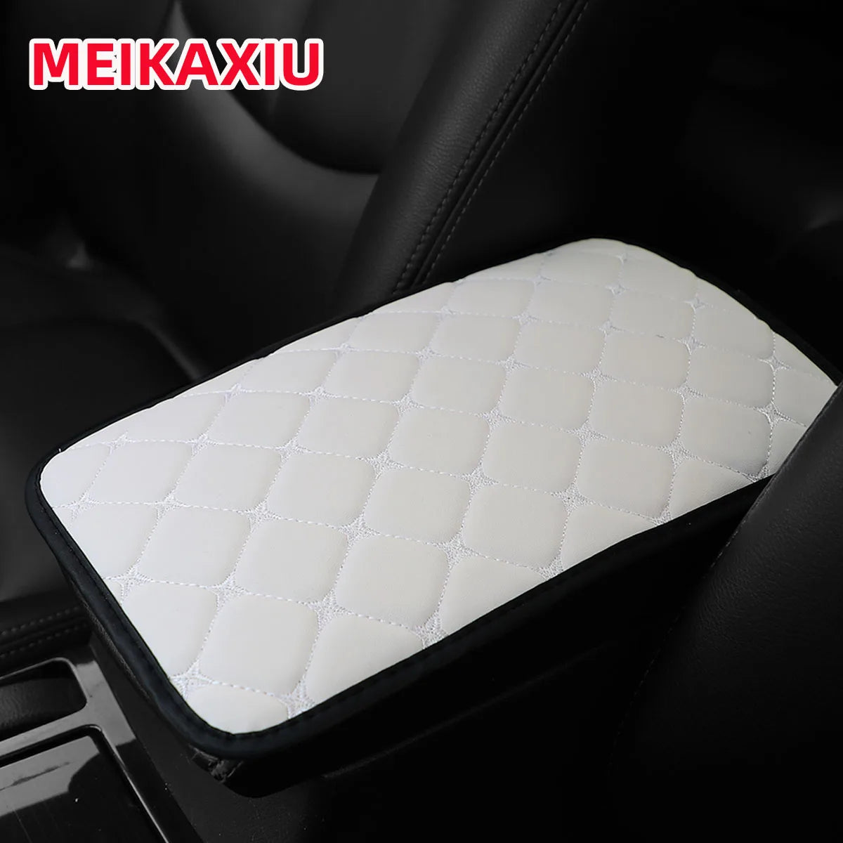 PU leather star pattern embroidered three-dimensional car armrest cover, 12.6 inches x 7.5 inches, car decorative item ATS Car Design
