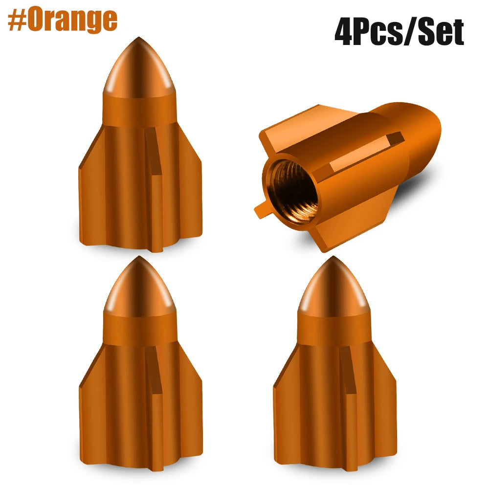 Rocket Tire Valve Caps – Decorative & Protective Stem Covers (4PCS)
