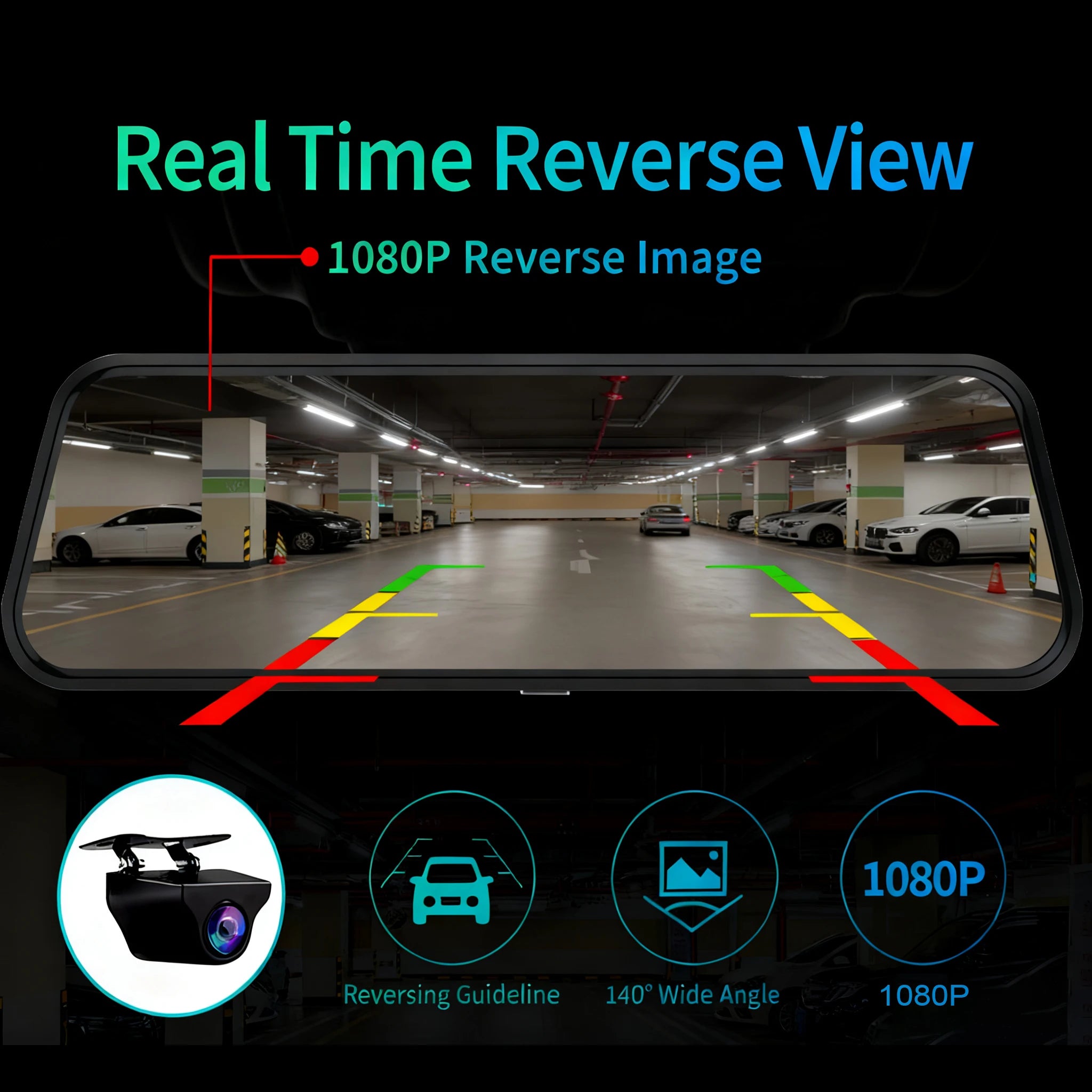 Acceo 4K Mirror Dash Cam Wireless CarPlay Android Auto Optional 1080P Rearview Camera 24H Parking Mode Loop Recording Car Camera ATS Car Design