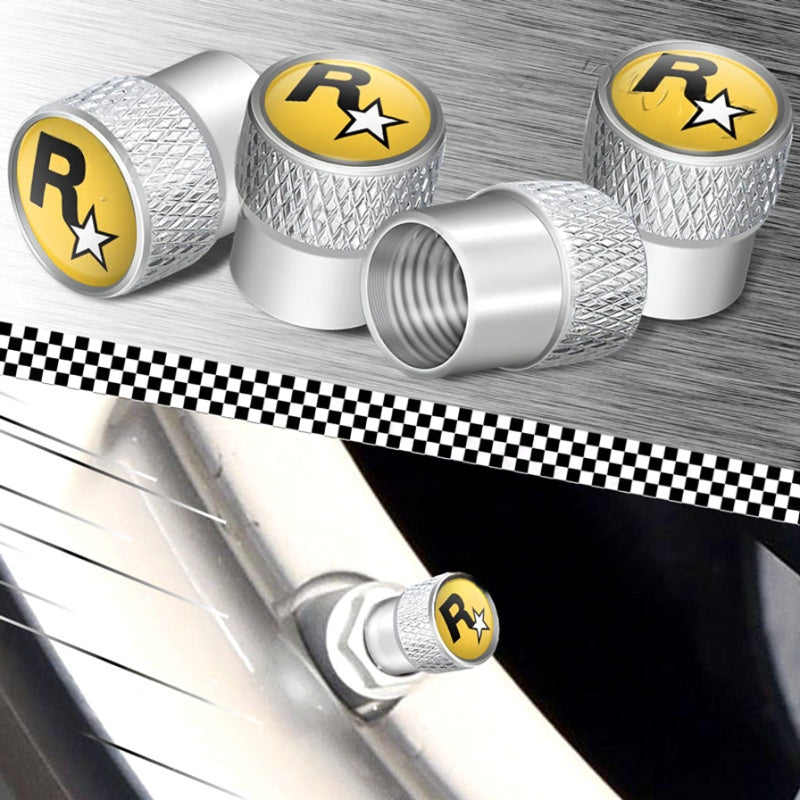 Rockstar R* Style Tire Valve Caps – Universal Aluminum Air Valve Covers