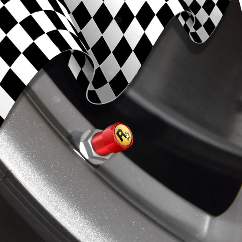 Rockstar R* Style Tire Valve Caps – Universal Aluminum Air Valve Covers